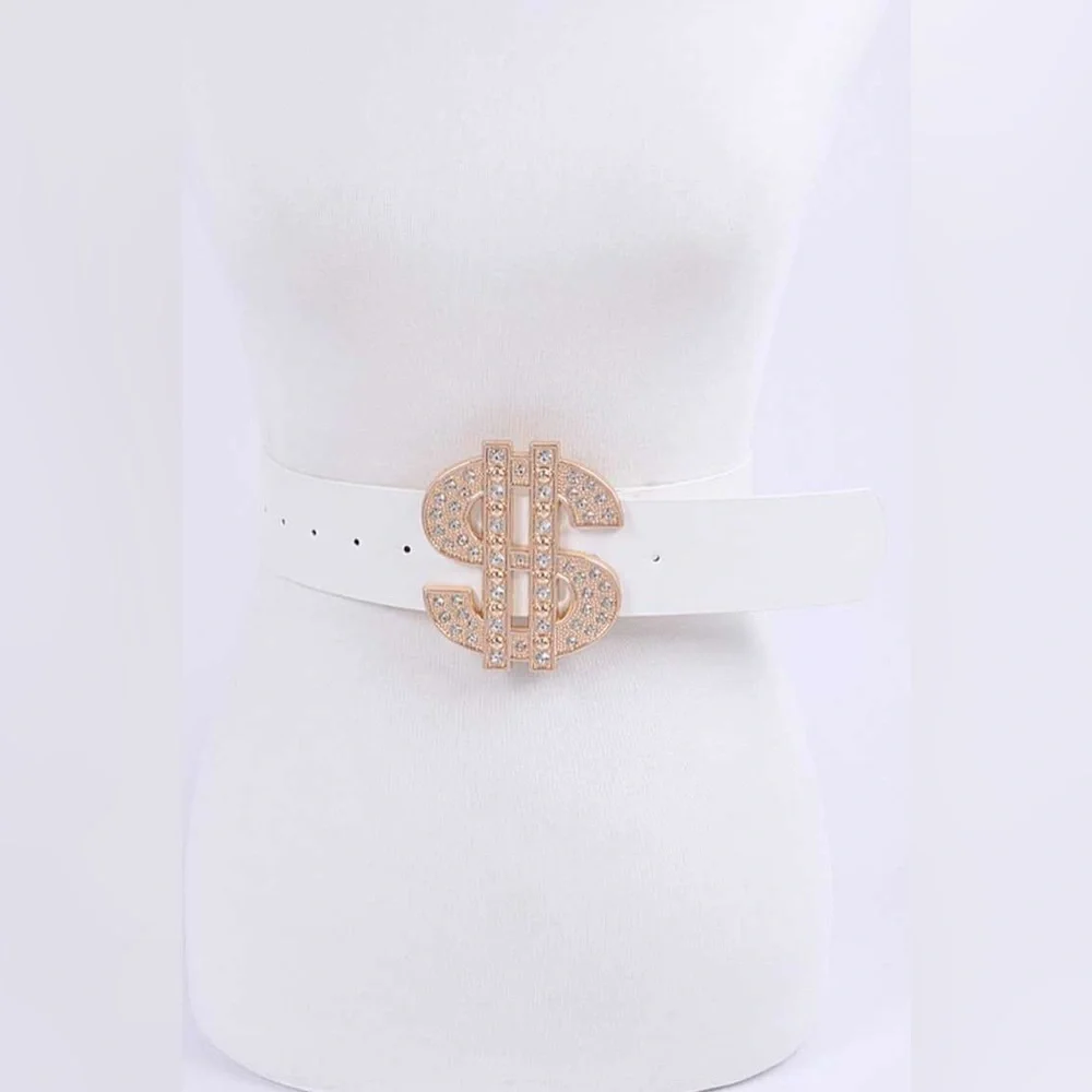 🎊Host Pick 🎉 Black Leather Crystal Dollar Sign Statement Belt - Picture 3 of 6